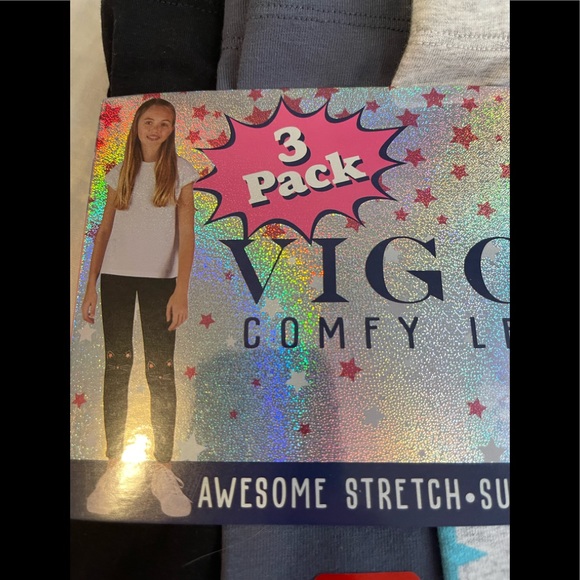 Vigoss Girls 3 Pack Comfy Leggings NWT - Picture 4 of 7